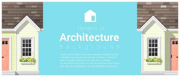 Элементы архитектурного фона с небольшим домом, вектором, иллюстрацией — стоковый вектор