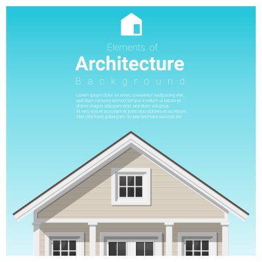 Mimari arka plan ile bir küçük ev, vektör, şekil unsurları 