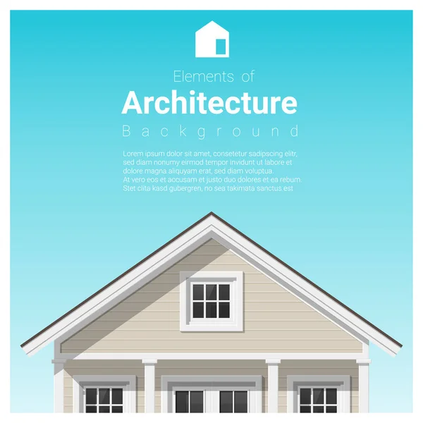 Delar av arkitekturen bakgrund med ett litet hus, vektor, illustration — Stock vektor