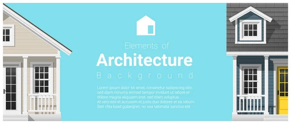 Elementi di architettura di sfondo con una piccola casa, vettore, illustrazione — Vettoriale Stock