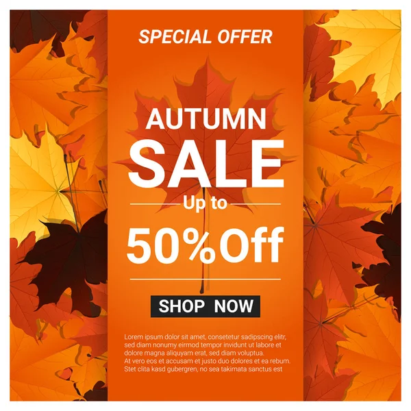 Renkli yaprakları, vektör, illüstrasyon ile sonbahar satışı büyük başlığı