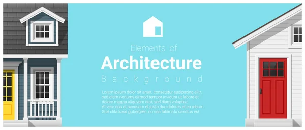 Elementi di architettura di sfondo con una piccola casa, vettore, illustrazione — Vettoriale Stock