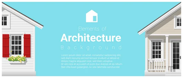 Elemente der Architektur Hintergrund mit einem kleinen Haus, Vektor, Illustration — Stockvektor