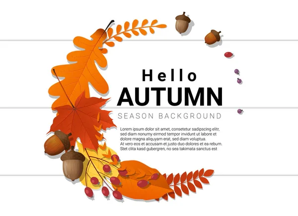Witam jesień tło z dekoracyjny wieniec na płycie, wektor, ilustracja — Wektor stockowy