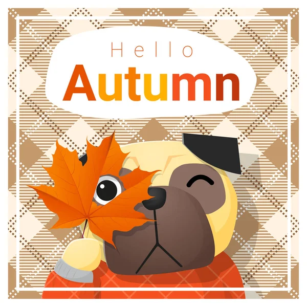 你好，快乐的狗，矢量图秋天背景 — 图库矢量图片
