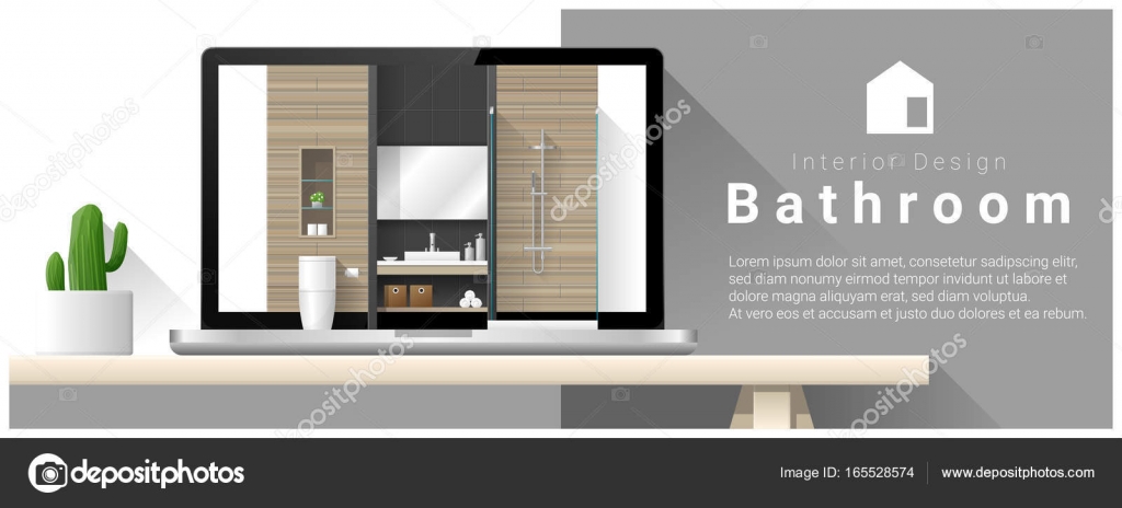 Modern Bathroom Interior Design Background Vector Illustration Vector Image By C Littleartvector Vector Stock 165528574