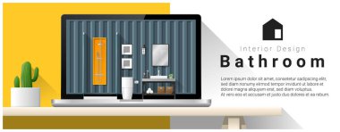 Modern banyo iç tasarım arka plan, vektör, illüstrasyon