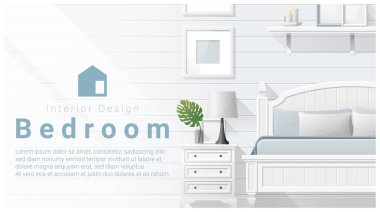 Modern Yatak odası arka plan, vektör, illüstrasyon iç tasarım