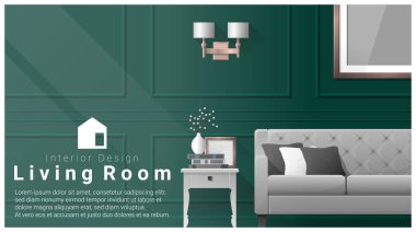 Modern oturma odası arka plan, vektör, illüstrasyon iç tasarım