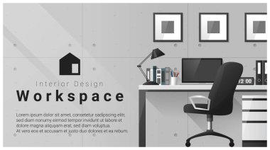 Modern işyeri arka plan, vektör, illüstrasyon iç tasarım