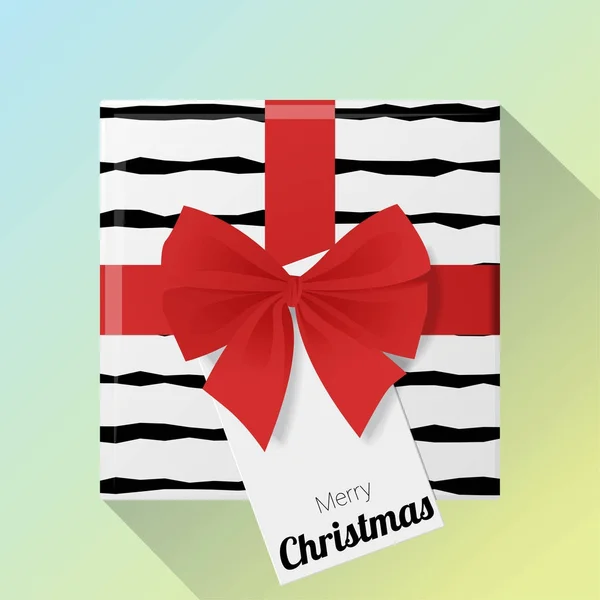 Feliz Natal e Feliz Ano Novo fundo com caixa de presente e cartão de saudação, vetor, ilustração — Vetor de Stock