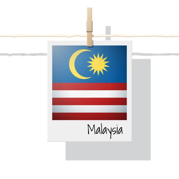 Pengumpulan Bendera Negara Asia Dengan Foto Bendera Malaysia Pada Latar - Stok Vektor