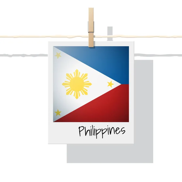 Asijské Země Vlajky Kolekce Fotografií Filipíny Vlajky Bílém Pozadí Vektor — Stockový vektor