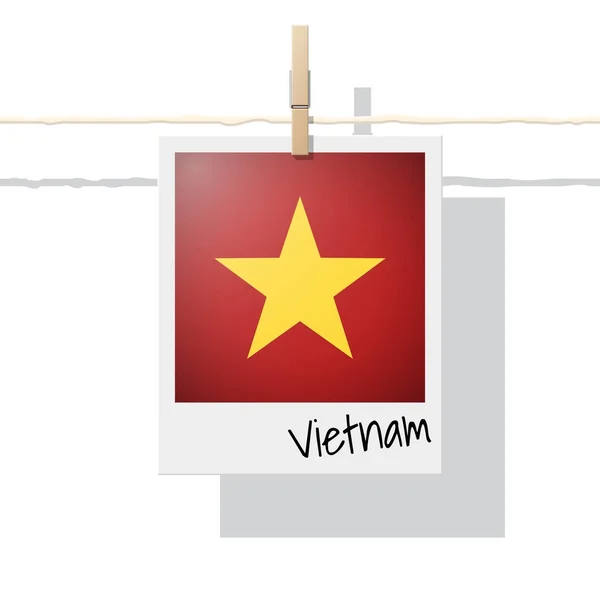 Asiatische Flaggensammlung Mit Foto Der Vietnamesischen Flagge Auf Weißem Hintergrund — Stockvektor