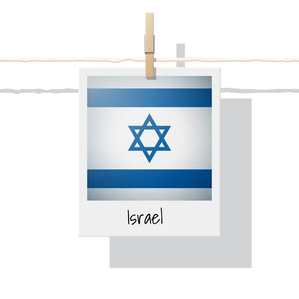Coleção Bandeira País Asiático Com Foto Israel Bandeira Vetor Ilustração —  Vetores de Stock