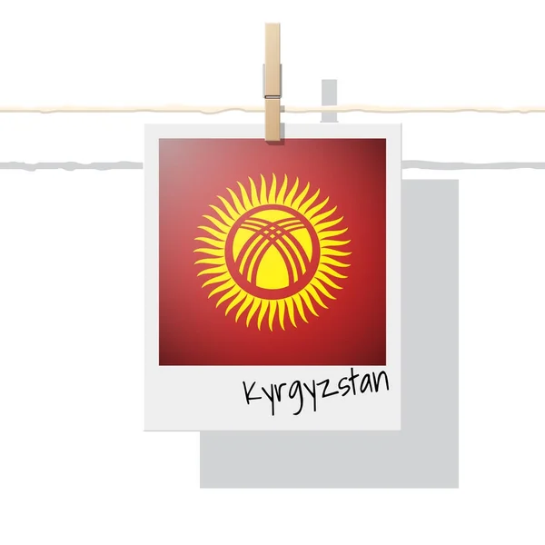Коллекция Флагов Стран Азии Фото Флага Кыргызстана Вектор Иллюстрация — стоковый вектор