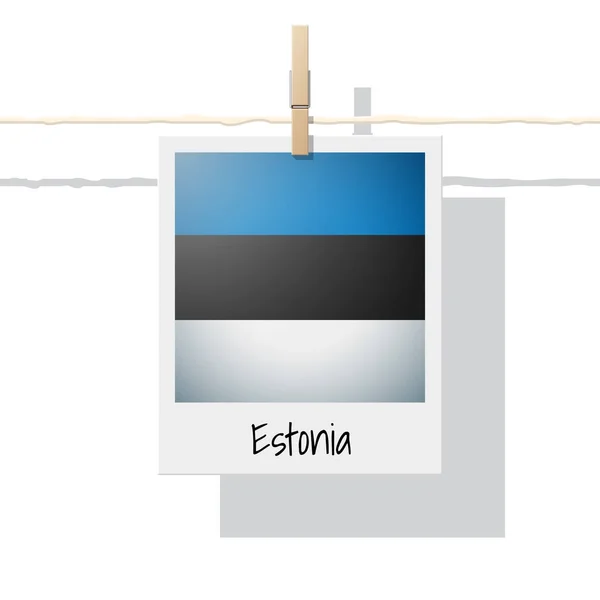 Coleção Bandeira País Europeu Com Foto Estónia Bandeira Vetor Ilustração —  Vetores de Stock