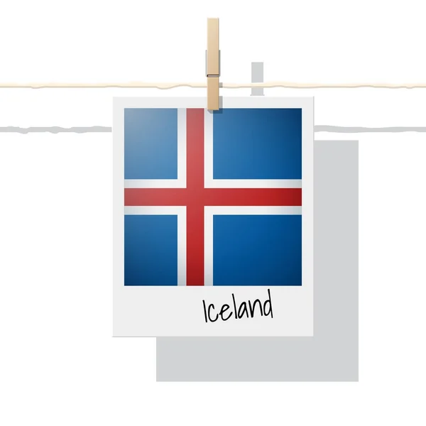 Europäische Flaggensammlung Mit Foto Der Isländischen Flagge Vektor Illustration — Stockvektor
