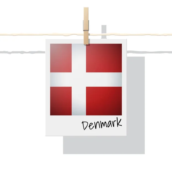 Europäische Flaggensammlung Mit Foto Der Dänischen Flagge Vektor Illustration — Stockvektor