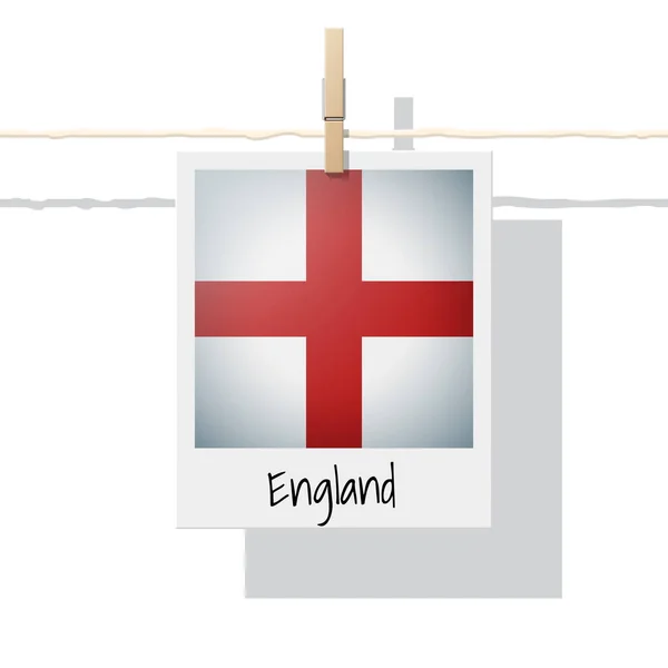 Europeiskt Land Flagga Samling Med Foto England Flagga Vektor Illustration — Stock vektor