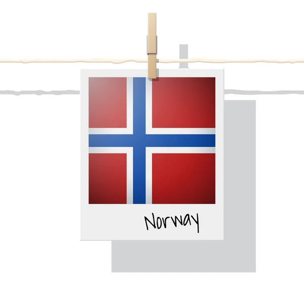 Europäische Flaggensammlung Mit Foto Der Norwegischen Flagge Vektor Illustration — Stockvektor