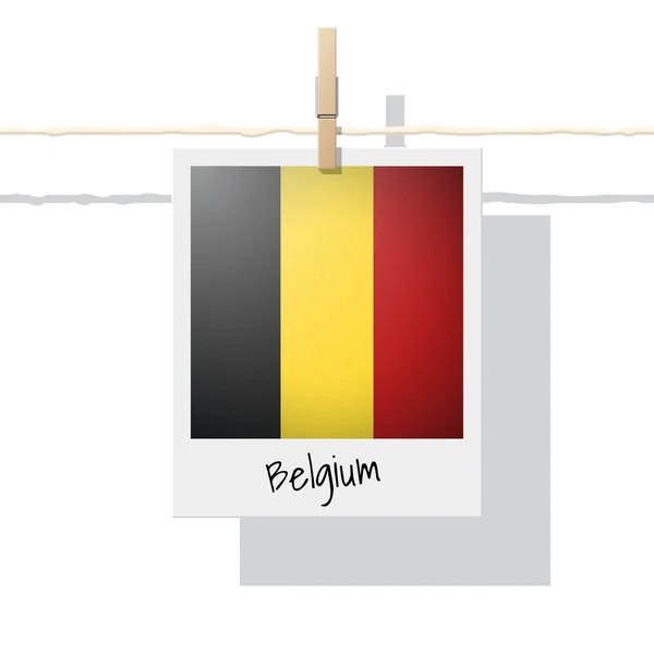 Europäische Flaggensammlung Mit Foto Der Belgischen Flagge Vektor Illustration — Stockvektor