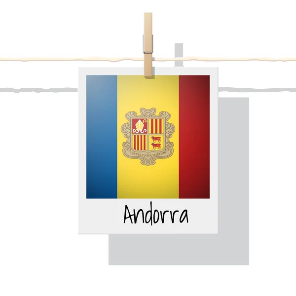 European Country Flag Collection Photo Andorra Flag Vector Illustration — Stock Vector