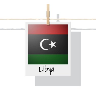Libya bayrağı, vektör, illüstrasyon, fotoğraf ile Afrika ülkesi bayrak toplama