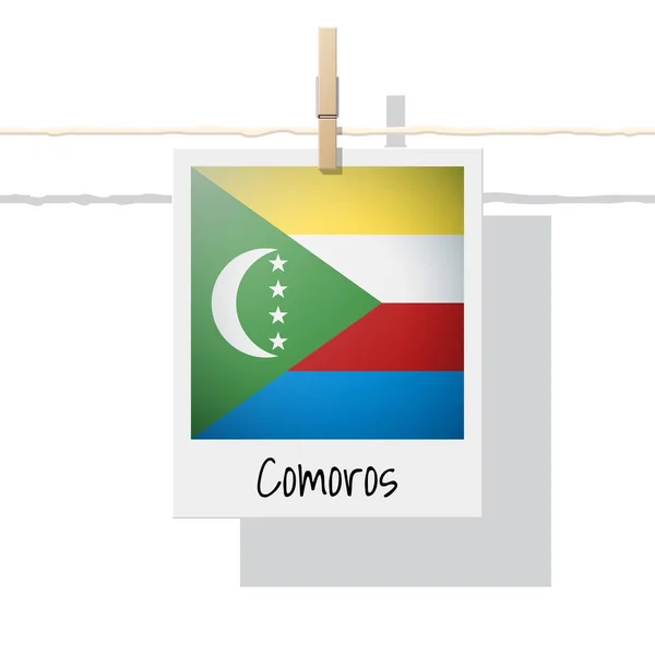 Colección Bandera Del País Africano Con Foto Bandera Comoras Vector — Vector de stock