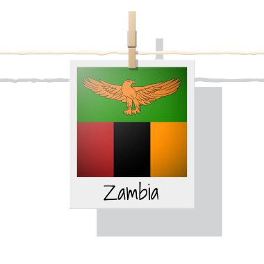 Afrika ülkesi bayrağı koleksiyonu fotoğraf ile Zambiya bayrağı, vektör, illüstrasyon