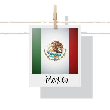 Meksika bayrağı, vektör, illüstrasyon, fotoğraf ile Kuzey Amerika kıta bayrak toplama
