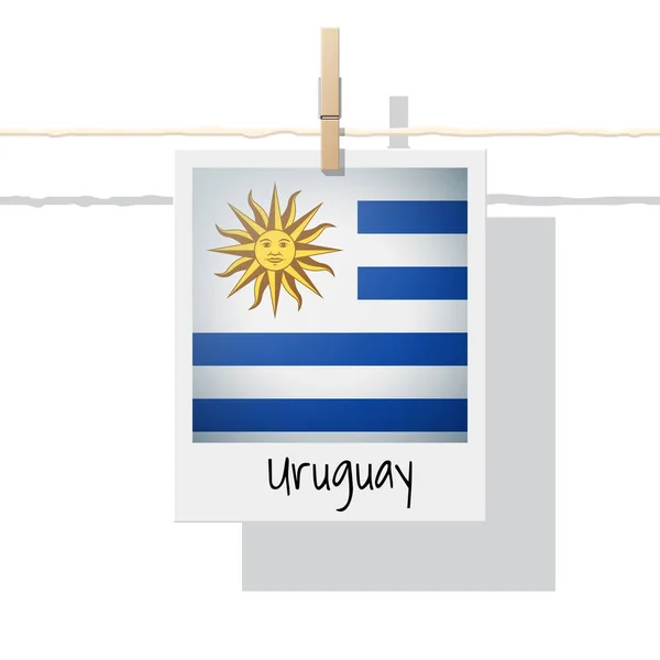 南美洲大陆旗子汇集与相片乌拉圭旗子 — 图库矢量图片