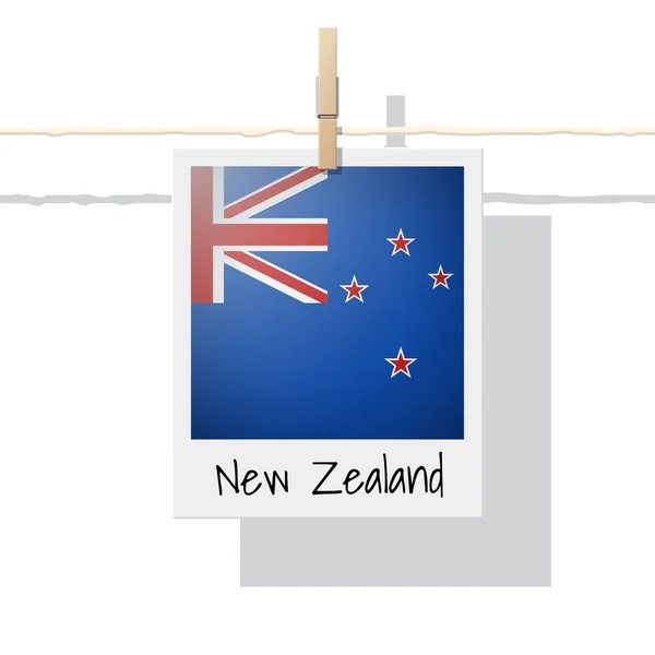 Oceanía Colección Bandera Zona Con Foto Bandera Nueva Zelanda Vector — Archivo Imágenes Vectoriales