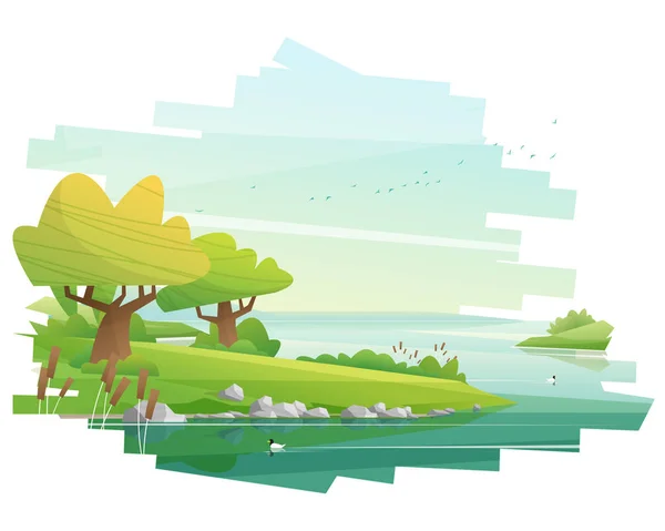 Hermoso Paisaje Fondo Vector Ilustración — Archivo Imágenes Vectoriales