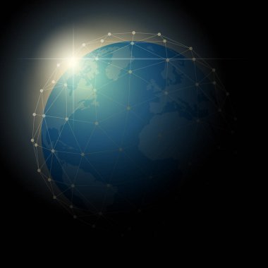 Çevre koruma ve Küreselleşme kavramı Earth ile poligonal küre ağ, vektör, illüstrasyon