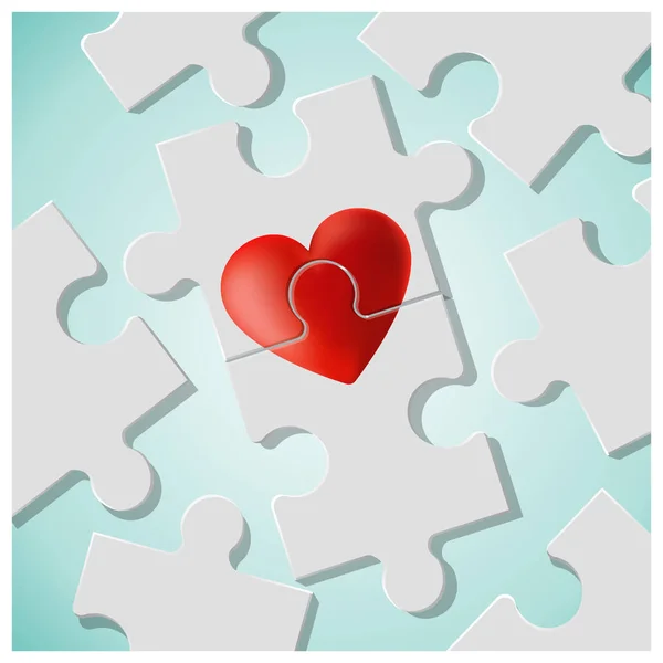Αληθινή Αγάπη Έννοιας Κομμάτια Από Κόκκινη Καρδιά Παζλ Ενωθούν Διάνυσμα — Διανυσματικό Αρχείο