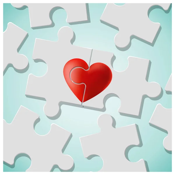 Αληθινή Αγάπη Έννοιας Κομμάτια Από Κόκκινη Καρδιά Παζλ Ενωθούν Διάνυσμα — Διανυσματικό Αρχείο