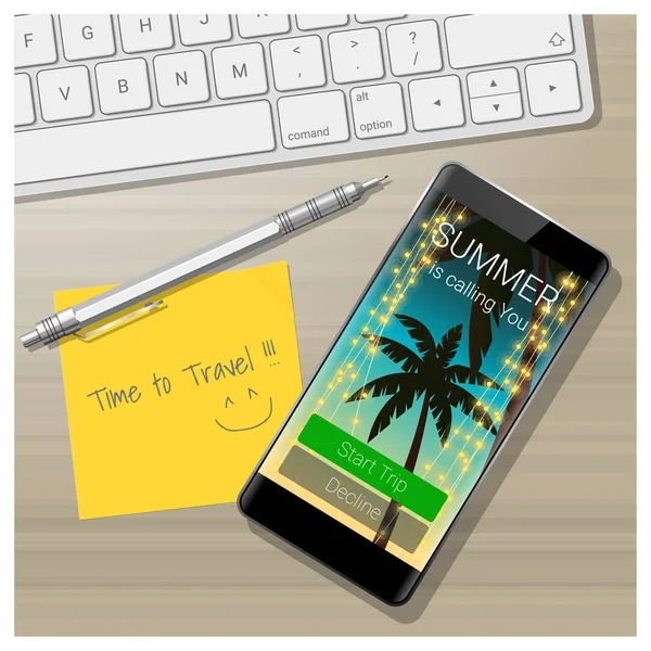 Summer Calling You Leaving Office Vacation Season Concept Background Vector — стоковый вектор