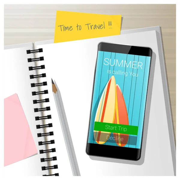Summer Calling You Leaving Office Vacation Season Concept Background Vector — стоковый вектор