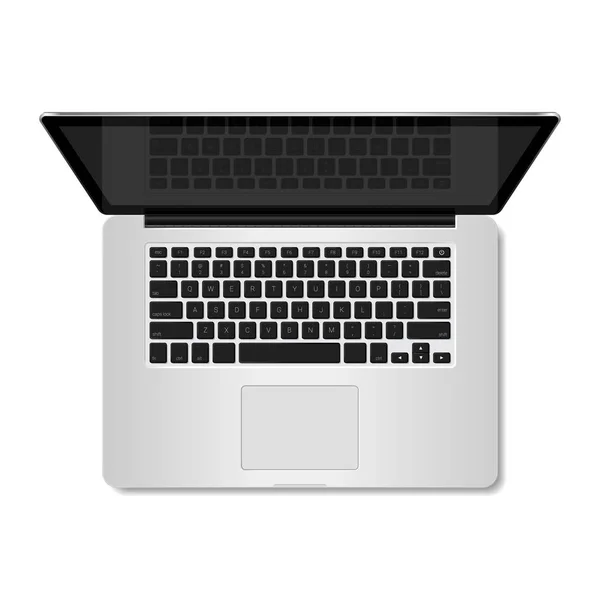 Κάτοψη Του Ρεαλιστική Υπολογιστή Laptop Που Απομονώνονται Λευκό Φόντο Διάνυσμα — Διανυσματικό Αρχείο