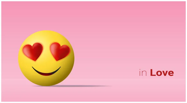 Fundo Emocional Com Rosto Amarelo Amor Emoji Vetor Ilustração — Vetor de Stock