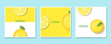 Meyve afiş kağıt sanat tarzı, vektör, illüstrasyon limonlu kümesi