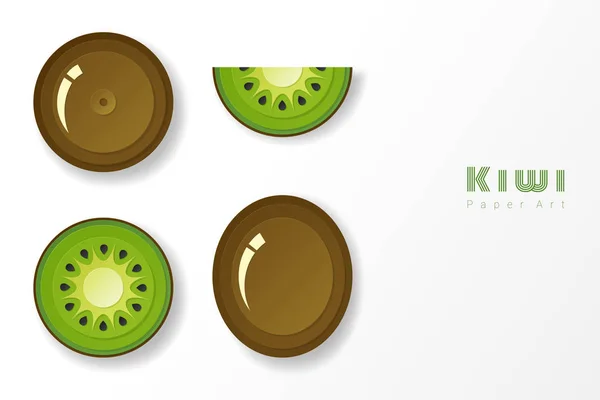 Conjunto Kiwi Estilo Arte Papel Vector Ilustración — Vector de stock