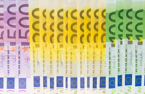 Różnych banknotów euro w gotówce — Zdjęcie stockowe