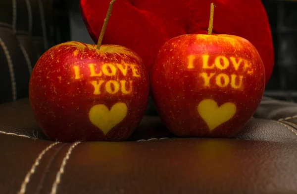 Я люблю тебе яблуко — стокове фото