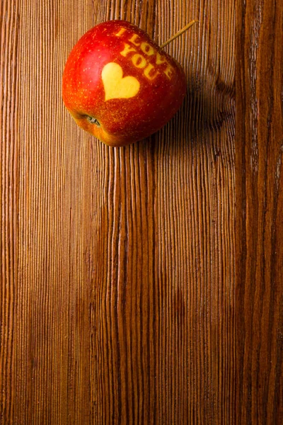 Sweet apples writining i love you — Stock Photo, Image