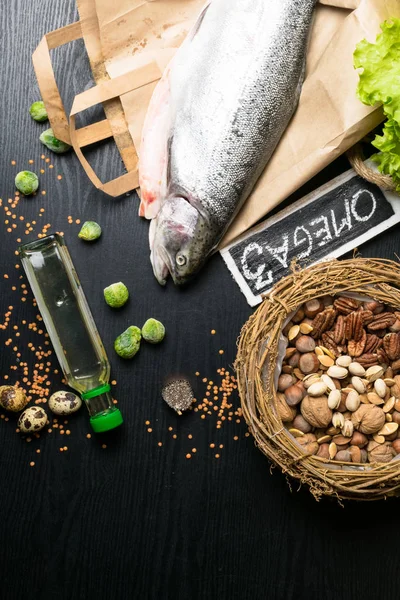 Omega 3 source. Healthy fat salmon or trout, oil, nuts, seeds, chia, lentils, brussels sprouts, eggs