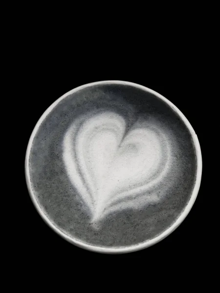 Arte en forma de corazón en el concepto de café monocromo, blanco y negro — Foto de Stock