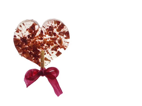 Redl heart shaped lollipop isolated on a white background — Stock Photo, Image