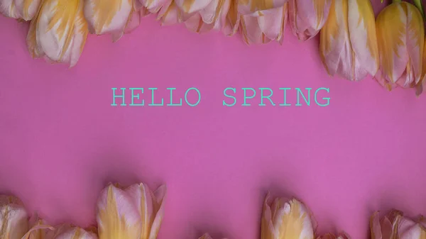 Vintage Bukiet Pastelowych Tulipanów Kolor Różowym Tle Miejsca Kopiowania Wiosenne — Zdjęcie stockowe